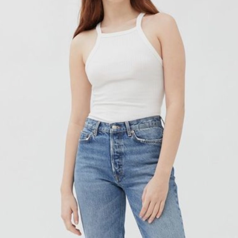 Urban Outfitters White Ribbed High Neck Tank Top - Picture 8 of 8